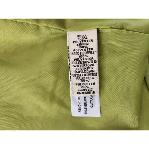 Ruff Hewn MEDIUM Down Puffer Parka Lime Green Insulated Winter Coat Jacket - Picture 4 of 7
